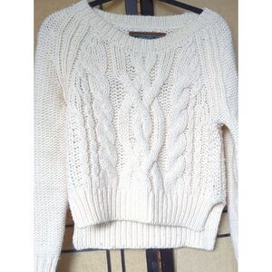 Roots 🐑 Off White Cable Knit Braided Cropped Sweater S